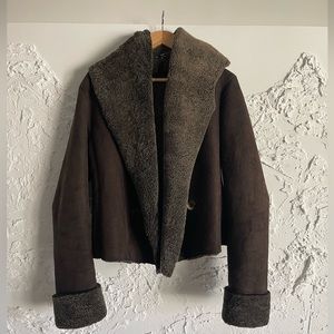 Rick Owen’s Brown Wool Coat, Large Lapels doubles as hood, long sleeves, vintage